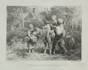 Pierwsza lekcja jazdy konnej. autorstwa Charles Emile Jacque