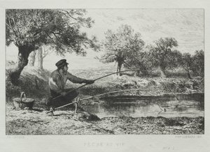 Wędkarstwo. autorstwa Charles Emile Jacque