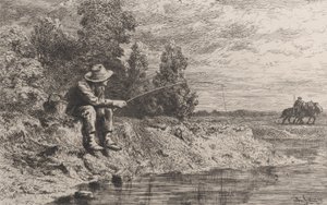 Łowienie płoci, 1865. autorstwa Charles Emile Jacque