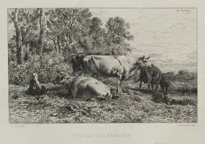 Holenderskie Krowy autorstwa Charles Emile Jacque