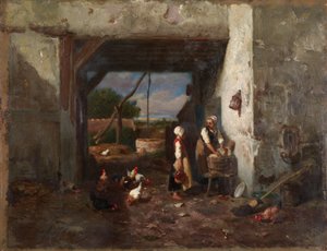 Hühnerhof autorstwa Charles Emile Jacque