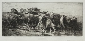 LAbreuvoir, 1866. autorstwa Charles Emile Jacque