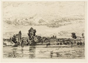 Krajobraz w pobliżu Asnières autorstwa Charles Emile Jacque