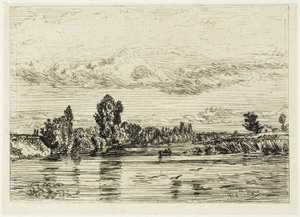 Krajobraz w pobliżu Asnières autorstwa Charles Emile Jacque