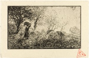 Krajobraz i zwierzęta autorstwa Charles Emile Jacque