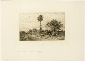 Krajobraz z krętą drogą autorstwa Charles Emile Jacque