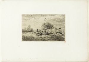 Krajobraz ze stadem świń autorstwa Charles Emile Jacque