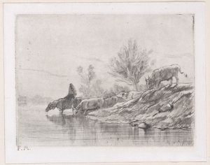 Krajobraz z bydłem, 1848. autorstwa Charles Emile Jacque