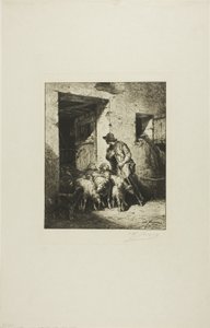 Wypuszczanie owiec autorstwa Charles Emile Jacque
