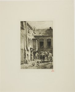 Paryski Dziedziniec autorstwa Charles Emile Jacque