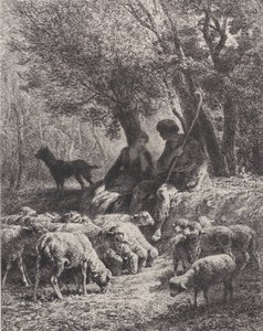 Scena pasterska, 1864. autorstwa Charles Emile Jacque
