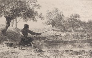 Łowienie na przynętę, 1864. autorstwa Charles Emile Jacque