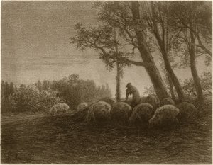 Poetycki zmierzch autorstwa Charles Emile Jacque