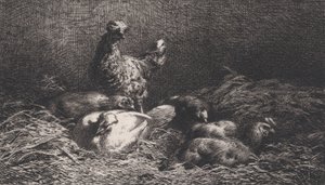 Kury, 1867. autorstwa Charles Emile Jacque