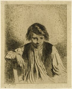 Siedzący chłopiec autorstwa Charles Emile Jacque