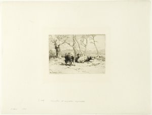Owce i pięć drzew autorstwa Charles Emile Jacque