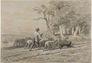 Pasterz i jego stado autorstwa Charles Emile Jacque