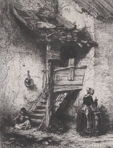 Schody i kobieta ubijająca, 1845. autorstwa Charles Emile Jacque