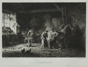 Kuźnia. autorstwa Charles Emile Jacque