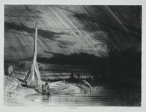 Rybak, Deszczowa pogoda, 1847. autorstwa Charles Emile Jacque
