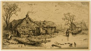 Zamarznięty staw autorstwa Charles Emile Jacque