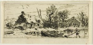 Zamarznięty Staw, mały talerz autorstwa Charles Emile Jacque