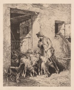 Wyjście stada Wyjście stada, 1876. autorstwa Charles Emile Jacque