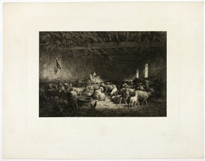 Duża owcza łóżeczko, płyta pozioma autorstwa Charles Emile Jacque