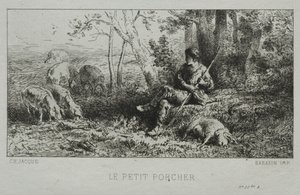 Mały świniopas. autorstwa Charles Emile Jacque