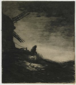 The Mill, 1848 (rypoint z ruletką i ton talerza na chine collé) autorstwa Charles Emile Jacque
