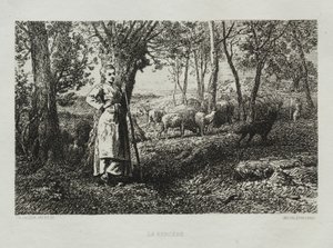 Pasterka. autorstwa Charles Emile Jacque