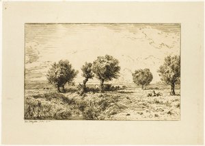 Wierzby w krajobrazie autorstwa Charles Emile Jacque