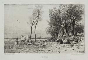 Zima. autorstwa Charles Emile Jacque