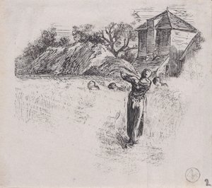 Kobieta niosąca snop, ca. 1853. autorstwa Charles Emile Jacque