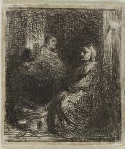 Kobieta sprzedająca smażone jedzenie autorstwa Charles Emile Jacque