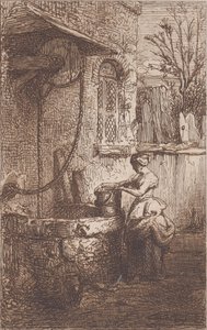 Kobieta przy studni, 1842. autorstwa Charles Emile Jacque