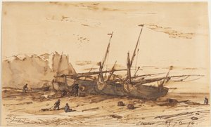 Étretat, 1854. autorstwa Charles Emile Jacque