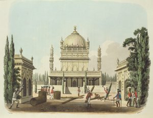 The Tomb of Hyder Ali and Tippoo Sultan, tablica 49 z "Oriental Drawings", rytowana przez Thomasa Medlanda (1755-1823) pub. 1806 (akwatinta)