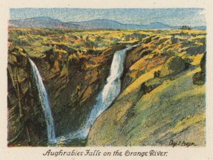 Republika Południowej Afryki: Wodospad Aughrabies na rzece Orange (kolorowa litografia) autorstwa Charles Ernest Peers