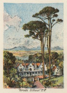 Republika Południowej Afryki: "Groote Schuur", CP (kolorowa litografia) autorstwa Charles Ernest Peers