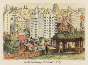 Republika Południowej Afryki: Johannesburg, Złote Miasto (kolorowa litografia)