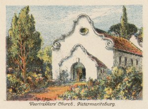 Republika Południowej Afryki: Kościół Voortrekkers, Pietermaritzburg (kolorowa litografia)