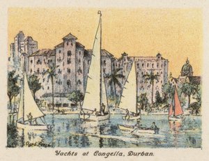 Republika Południowej Afryki: Jachty w Congella, Durban (kolorowa litografia) autorstwa Charles Ernest Peers