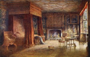 Knole House: Spangled Bedroom (kolorowa litografia) autorstwa Charles Essenhigh Corke