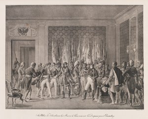 Maires of Paris odbierają flagę Austerlitz, początek XIX wieku (lito) autorstwa Charles Etienne Pierre Motte