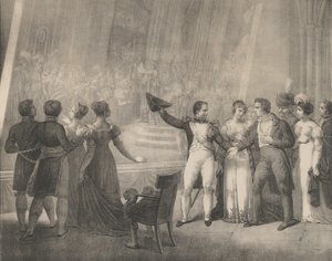 Napoleon i Józefina w Pracowni Dawida, 4 stycznia 1808 r., ok. godz. 1820-30. autorstwa Charles Etienne Pierre Motte
