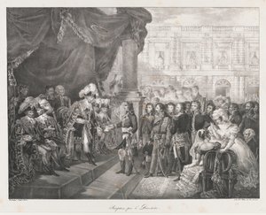 Przyjęcie przez dyrekcję, początek XIX wiek (lito) autorstwa Charles Etienne Pierre Motte