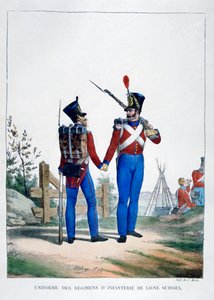 Mundur pułku piechoty szwajcarskiej, Francja, 1823 r. autorstwa Charles Etienne Pierre Motte