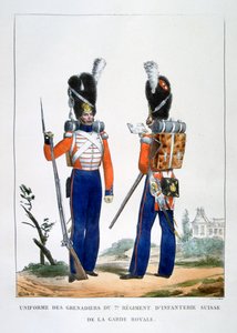 Mundur 7. pułku grenadierów szwajcarskich gwardii królewskiej, Francja, 1823 r.