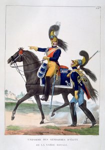 Mundur elitarnych żandarmów gwardii królewskiej, Francja, 1823 r.